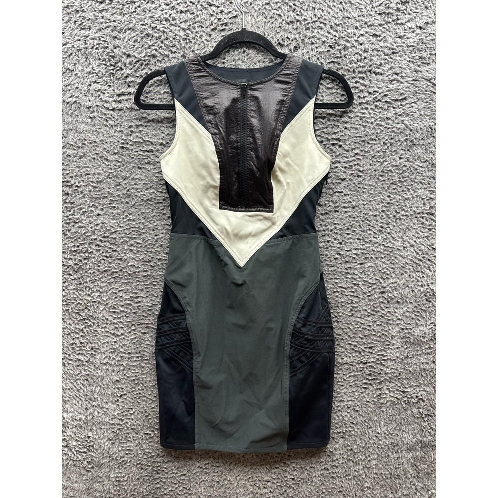 Alexander Wang Leather Crew Neck Mini Dress Multicolor Womens Size 0